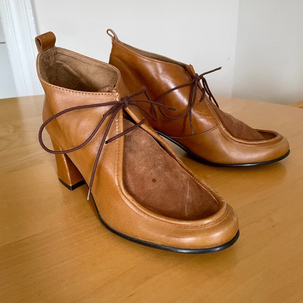 About Arianne Caramel Heeled Booties